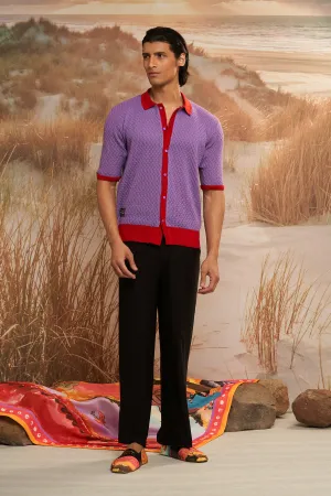 Lavender Solscape Jacquard Knit Shirt
