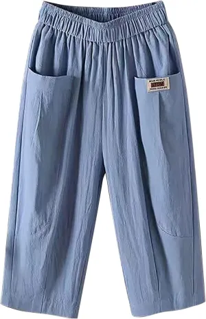 LCMTWX Beach Pants for Women Pant Casual Baggy Elastic Waist Trouser Wide Leg Pant with Pocket Women Linen Palazzo Pants