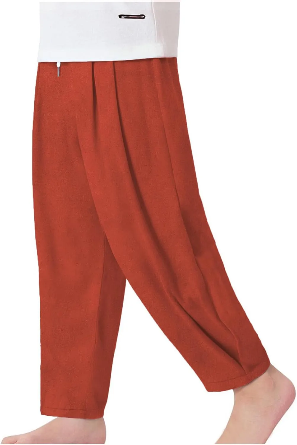 Linen Pants for Girls Summer Casual Loose Lightweight Solid Harem Pants Kids Drawstring Wide Leg Trousers with Pocket