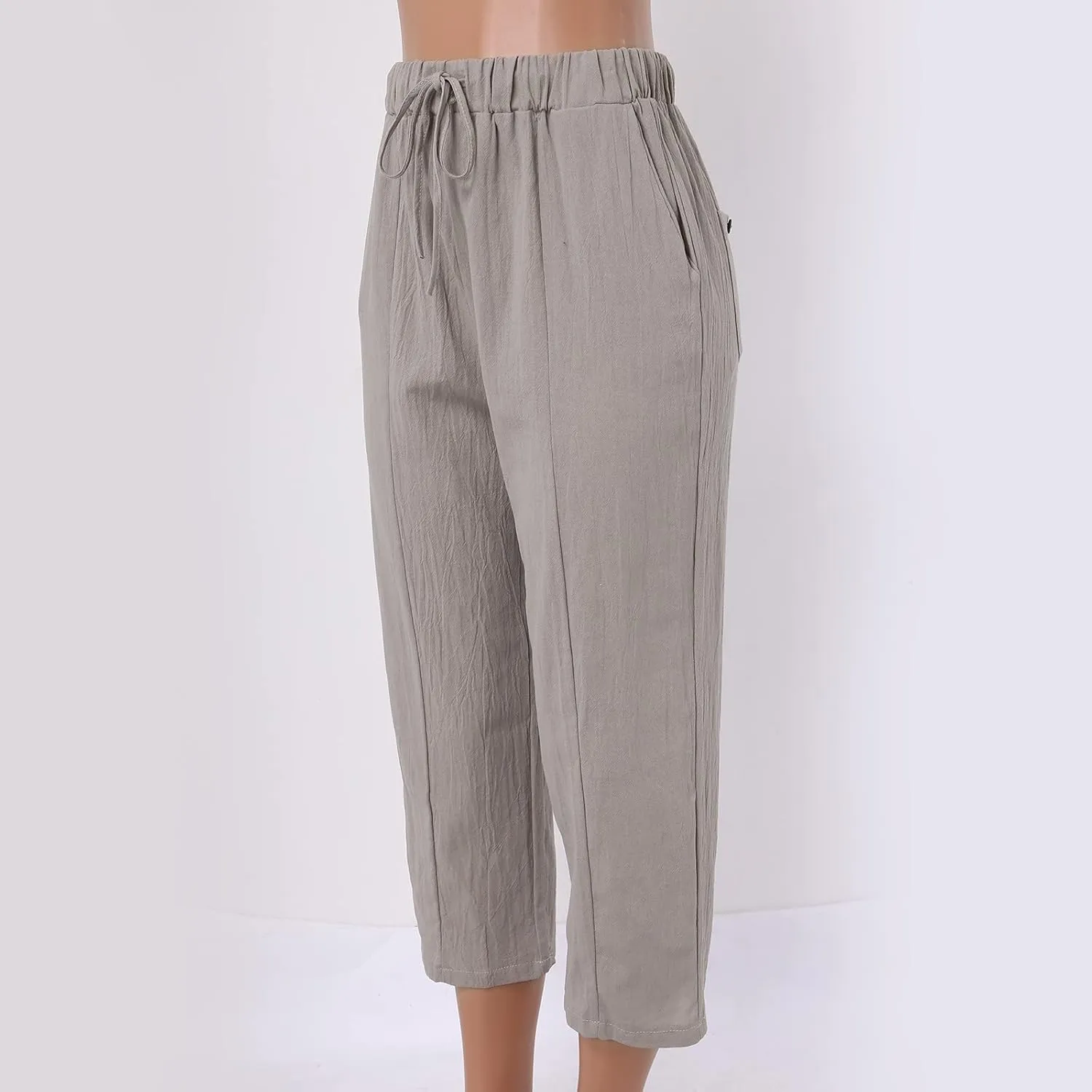 Linen Pants for Women 2025 Summer Straight Leg High Waist Elastic Lounge Pant Casual Baggy Lightweight Beach Trousers