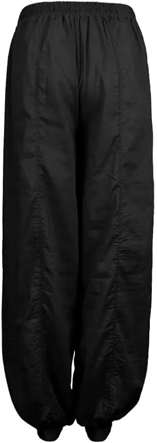 Linen Pants for Women Casual Baggy Baggy Waist Harem Pants with Pockets Solid Sweatpants Palazzo Pants for Women