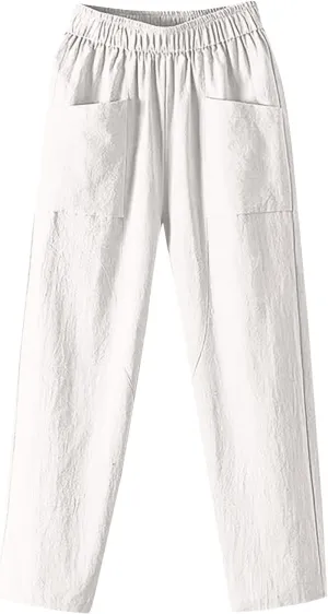 Linen Pants for Women, Clothes Casual Pants Linen Straight Leg Peasant Women