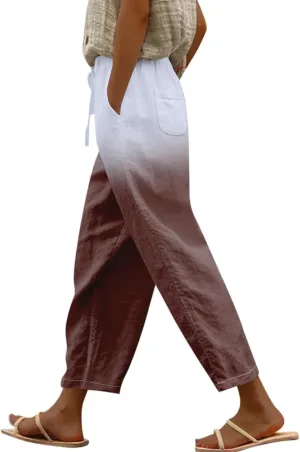 Linen Pants Women Petite Short Sleeve Independence Day American Flag Print Family Print Pants Pants for Women 2024