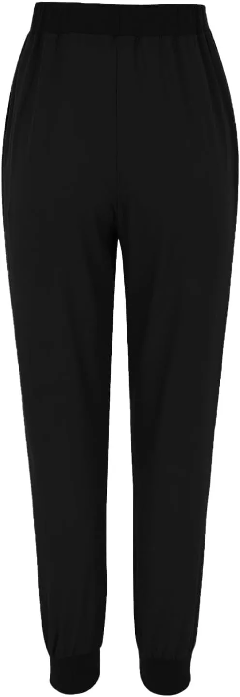 Linen Pants Women Summer Drawstring Elastic Waist Tapered Leg Pants Cotton Linen Jogger Beach Trousers with Pockets