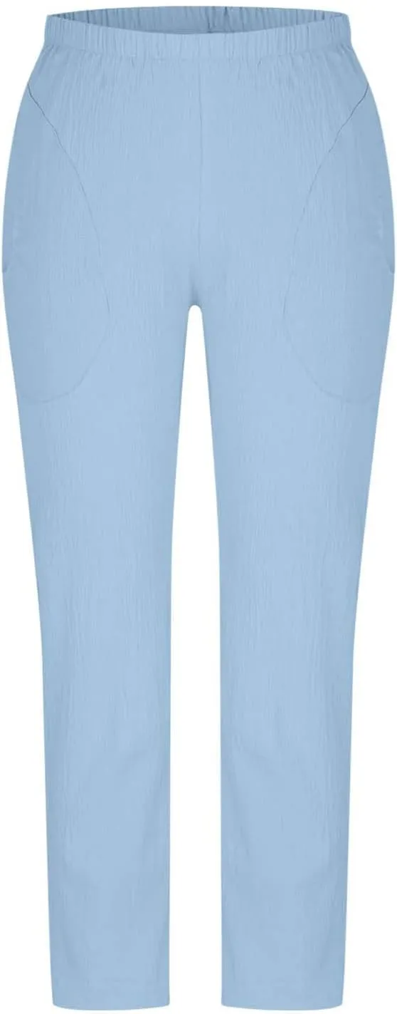 Linen Pants Women Summer Hight Waist Casual Pants Comfy Pull On Straight Leg Trousers with Pockets Trendy Lounge Pants