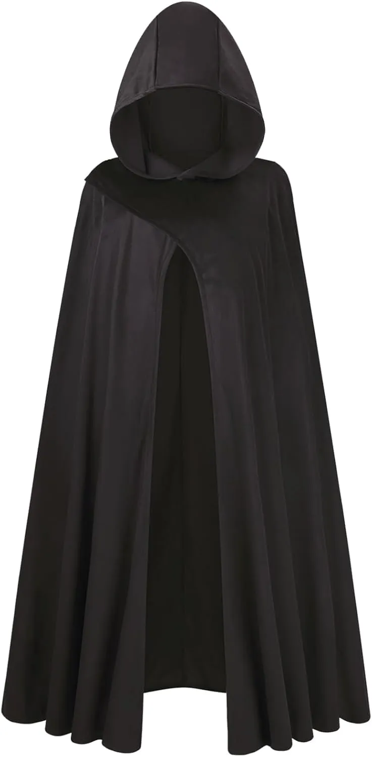LMYOVE Hooded Cape Men Renaissance Costume Robe for Halloween LARP Ren Fest Outfit Cloak