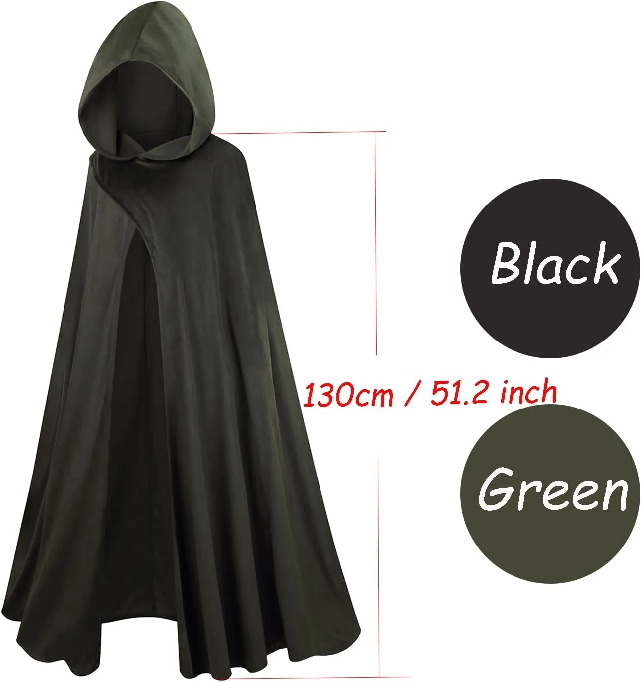 LMYOVE Hooded Cape Men Renaissance Costume Robe for Halloween LARP Ren Fest Outfit Cloak