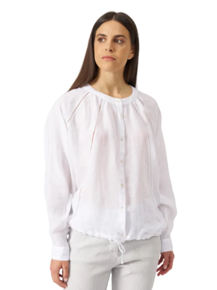 Long Sleeve Half Button up Blouse  NAVY