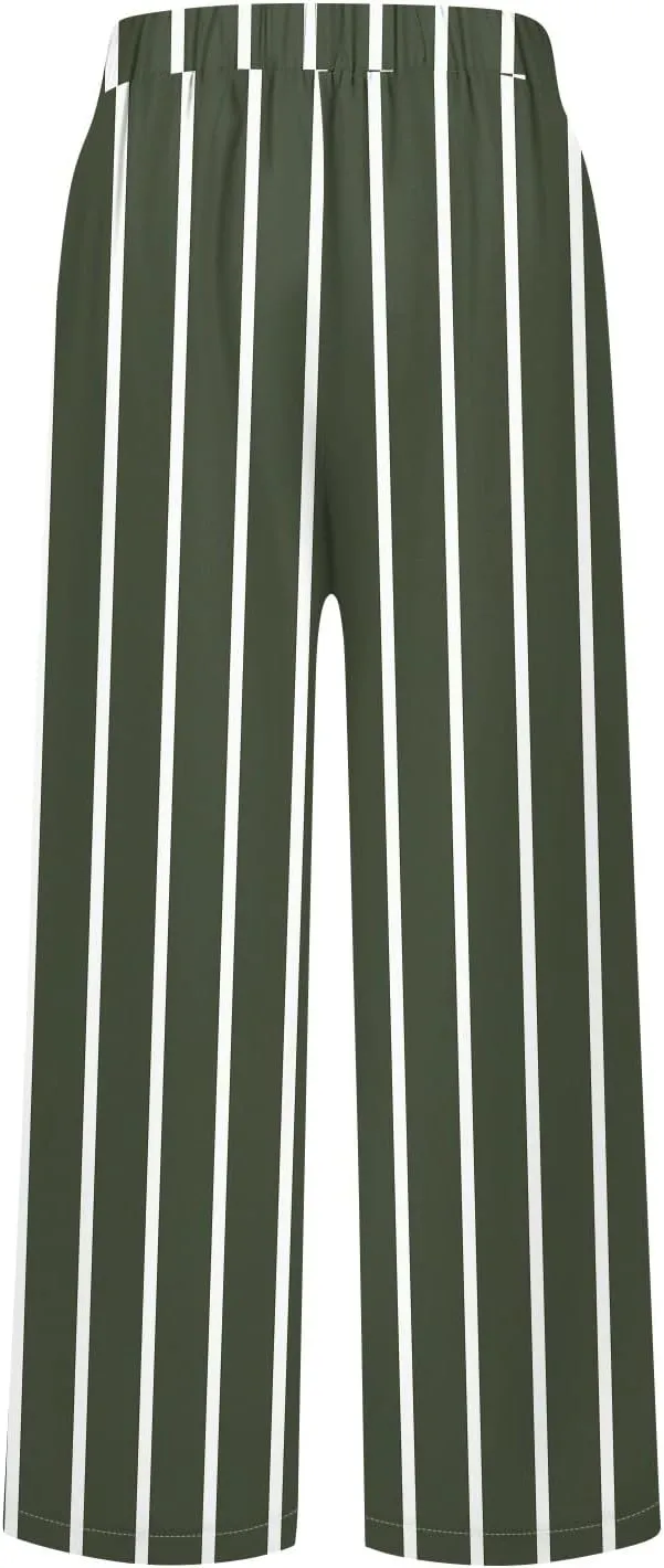 Lounge Pants Women Petite Linen Elastic Waisted Drawstring Pants with Pockets Solid Casual Summer Cropped Pants