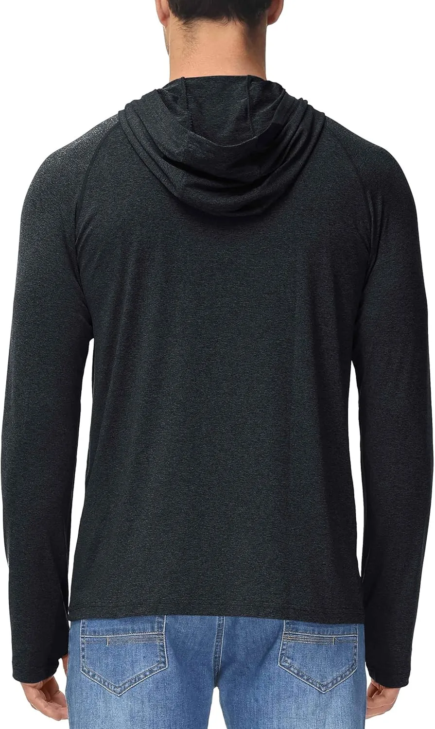 MAGCOMSEN Men's UPF 50  Sun Protection Hoodie Lightweight Long Sleeve Rash Guard Shirts Fishing Swim Athletic Workout