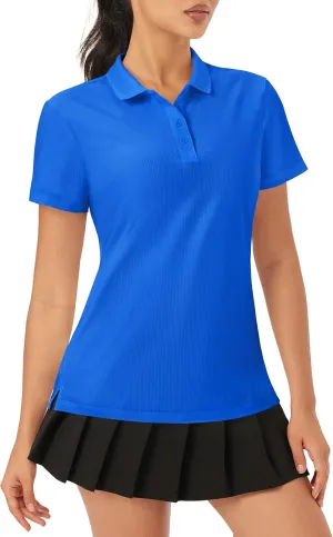 MAGCOMSEN Women's Golf Polo Shirts Short Sleeve Collared Quick-Dry Moisture Wicking T-Shirt Workout Athletic Tennis Tops