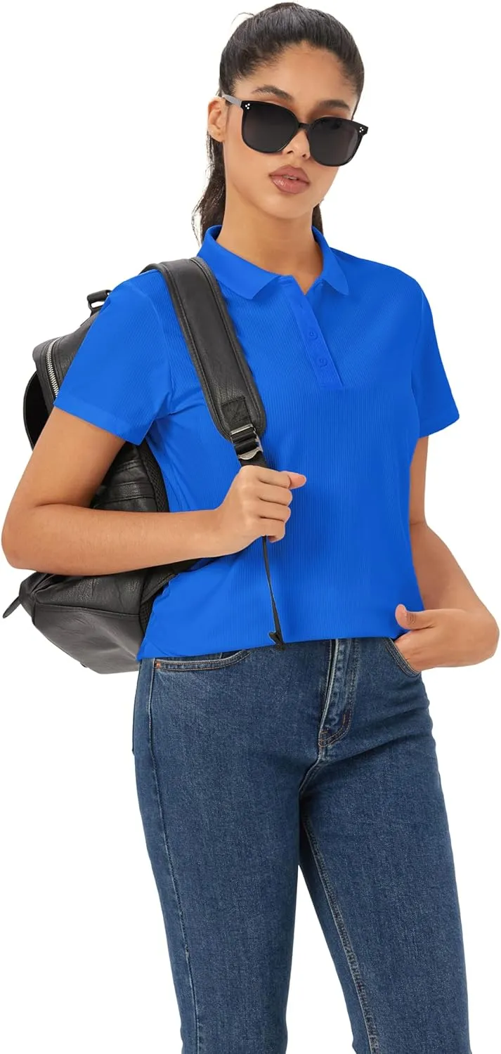 MAGCOMSEN Women's Golf Polo Shirts Short Sleeve Collared Quick-Dry Moisture Wicking T-Shirt Workout Athletic Tennis Tops