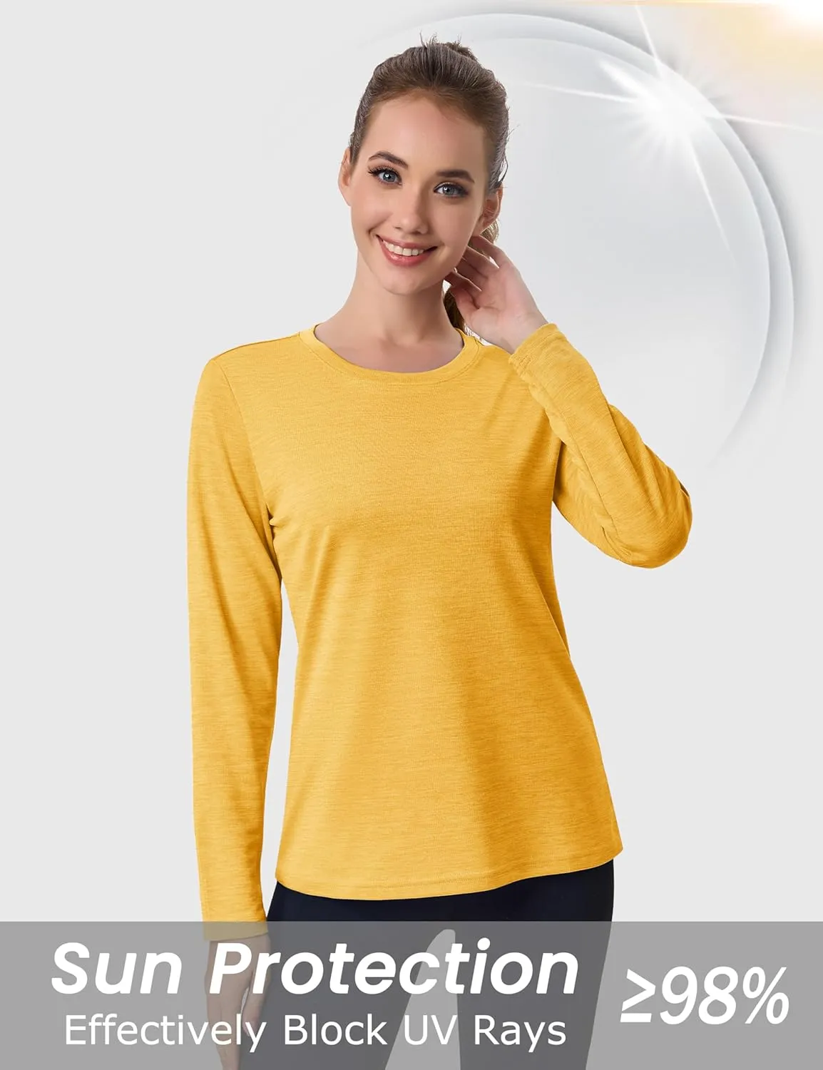 MAGCOMSEN Women's Long Sleeve Shirts UPF 50  Sun Protection Quick Dry Athletic Running Workout Tops Rash Guard