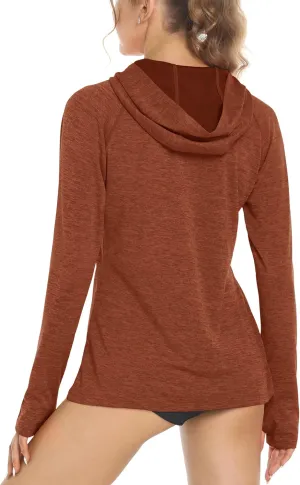 MAGCOMSEN Women's Sun Protection Hoodie Shirts UPF 50  Long Sleeve Top Quick Dry Lightweight for Hiking Athletic