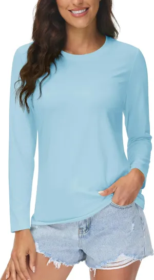 MAGCOMSEN Women's UPF 80  Workout Shirts Long Sleeve Atheltic T-Shirt Quick Dry Rash Guard Swim Tops