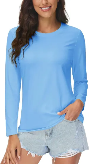 MAGCOMSEN Women's UPF 80  Workout Shirts Long Sleeve Atheltic T-Shirt Quick Dry Rash Guard Swim Tops