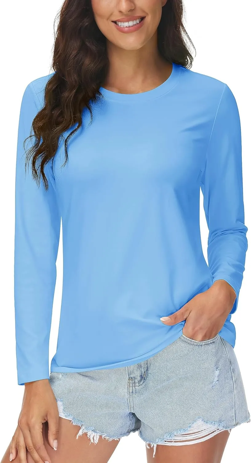 MAGCOMSEN Women's UPF 80  Workout Shirts Long Sleeve Atheltic T-Shirt Quick Dry Rash Guard Swim Tops