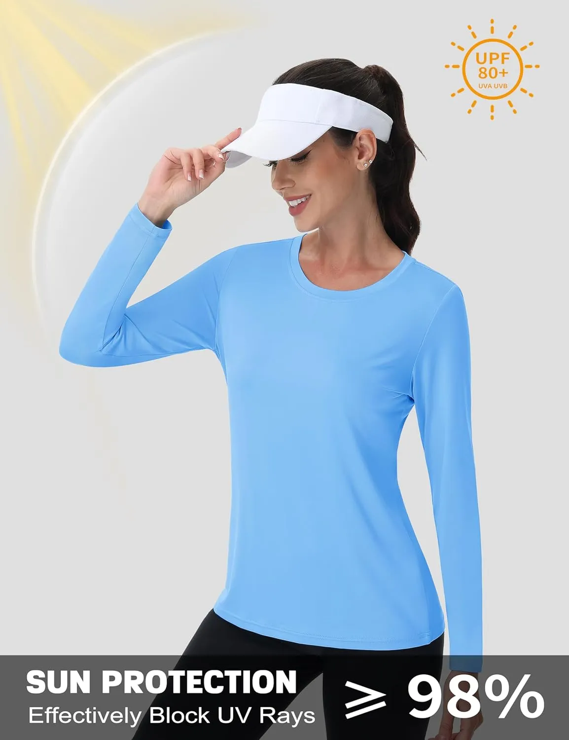 MAGCOMSEN Women's UPF 80  Workout Shirts Long Sleeve Atheltic T-Shirt Quick Dry Rash Guard Swim Tops