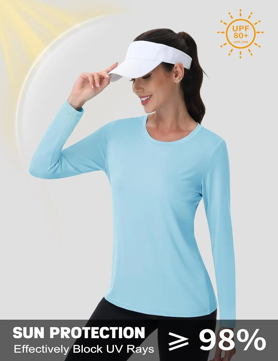 MAGCOMSEN Women's UPF 80  Workout Shirts Long Sleeve Atheltic T-Shirt Quick Dry Rash Guard Swim Tops