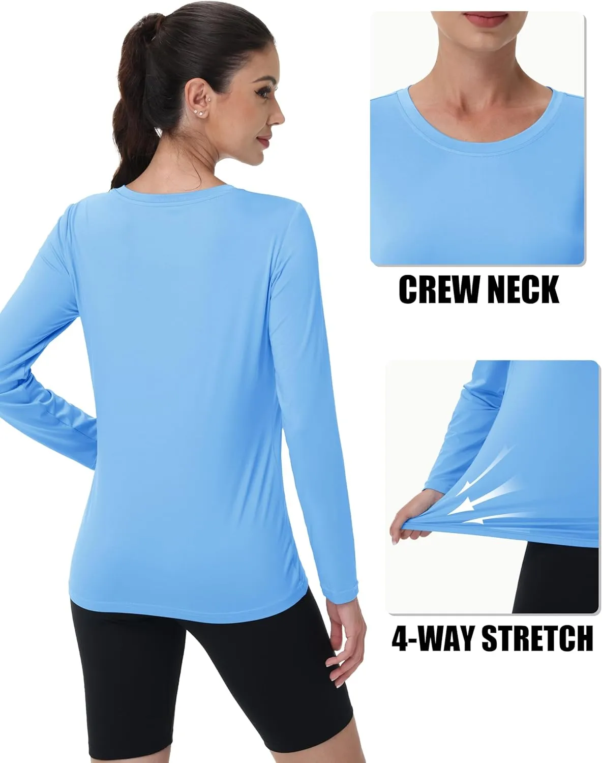 MAGCOMSEN Women's UPF 80  Workout Shirts Long Sleeve Atheltic T-Shirt Quick Dry Rash Guard Swim Tops
