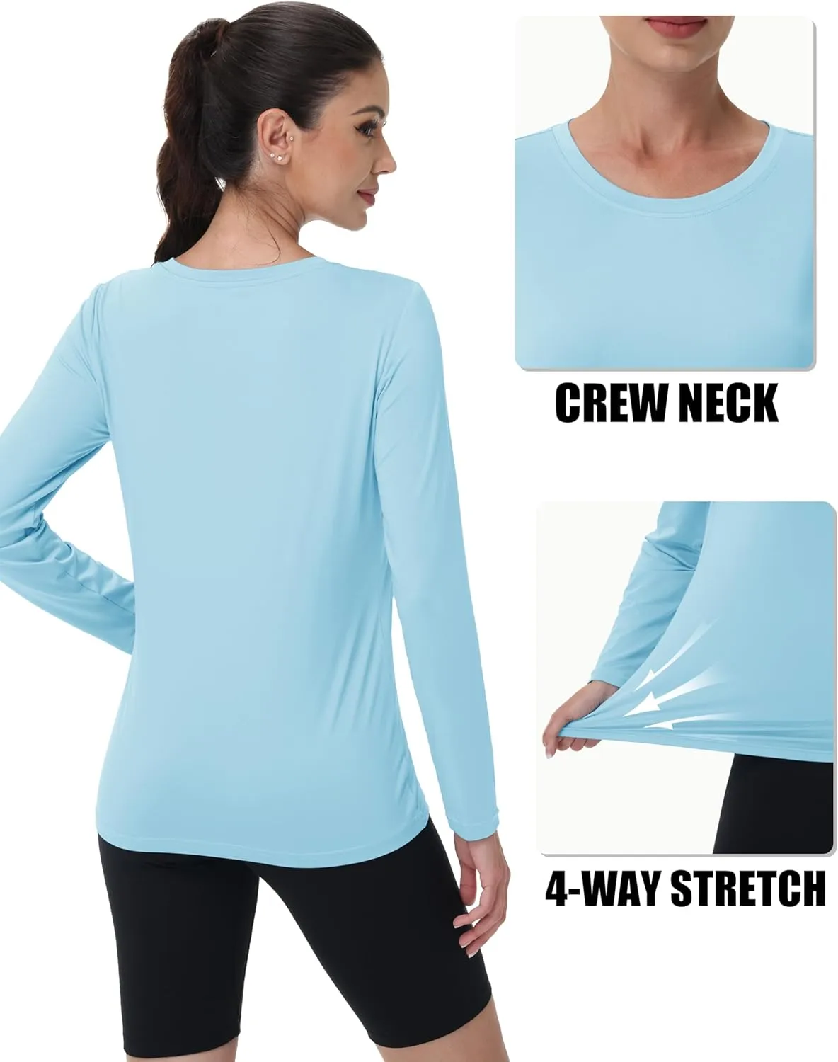 MAGCOMSEN Women's UPF 80  Workout Shirts Long Sleeve Atheltic T-Shirt Quick Dry Rash Guard Swim Tops