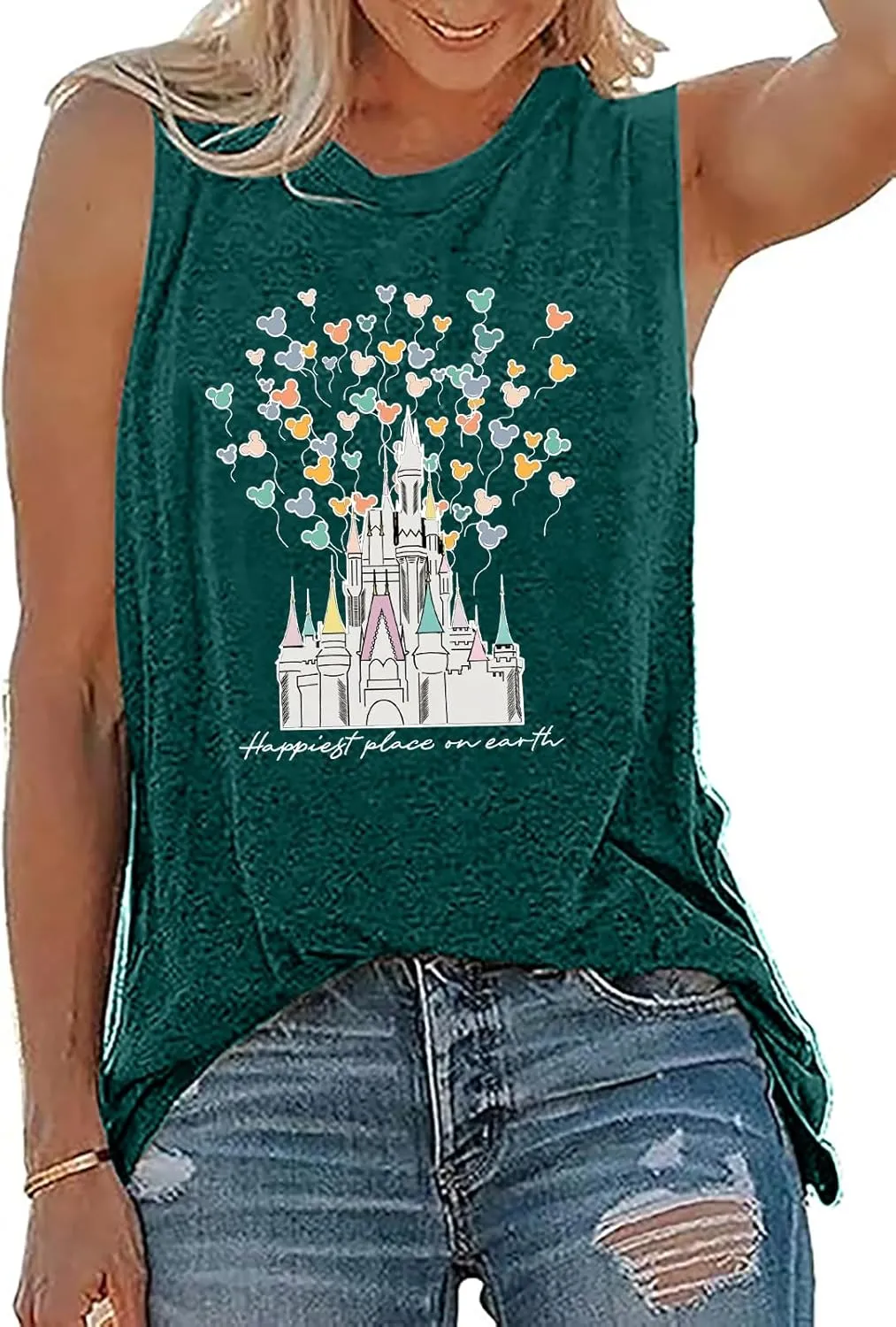 Magic Castle Tank Top Women Happiest Place On Earth Graphic Sleeveless Summer Holiday Vacation Trip Tops Shirts