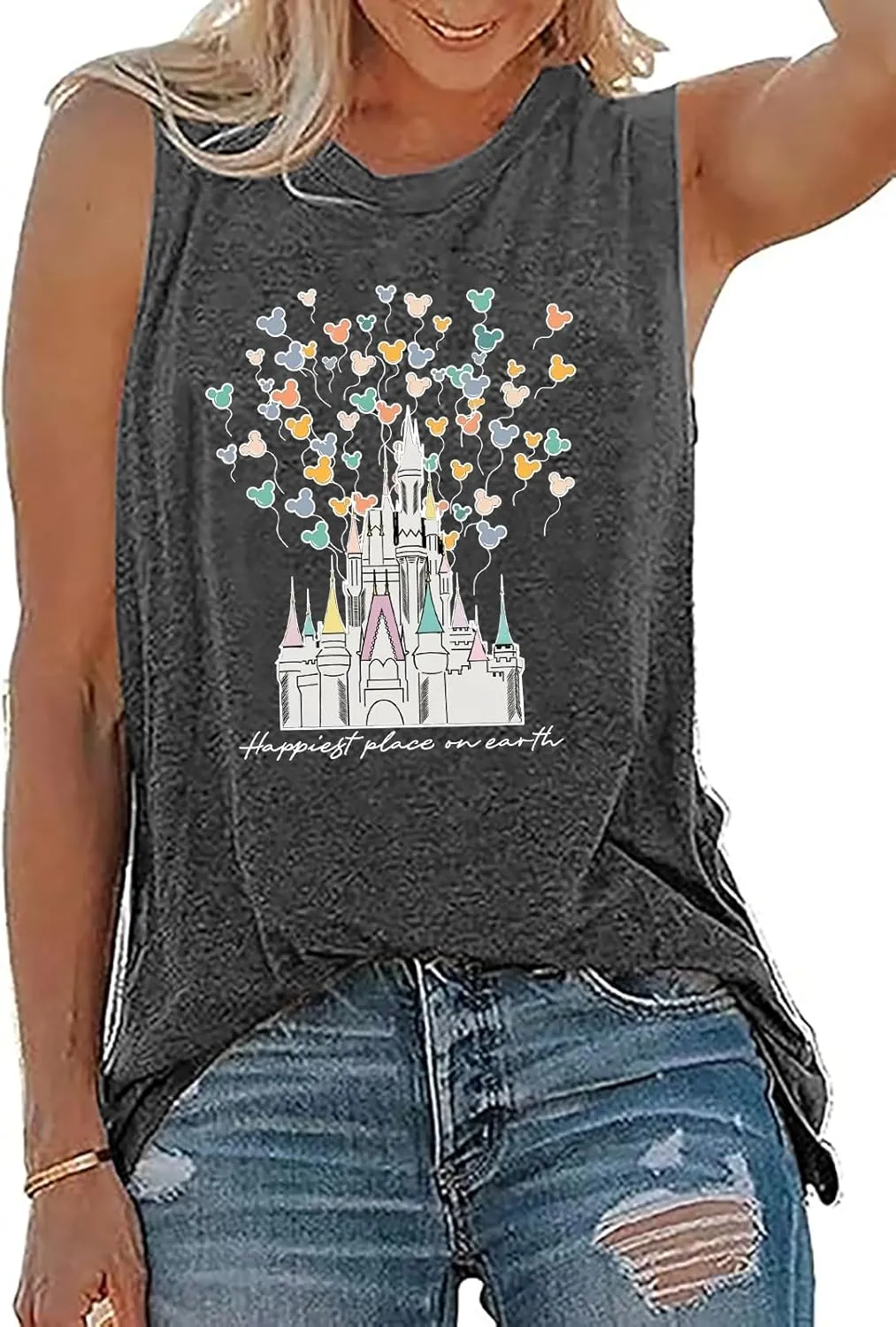 Magic Castle Tank Top Women Happiest Place On Earth Graphic Sleeveless Summer Holiday Vacation Trip Tops Shirts