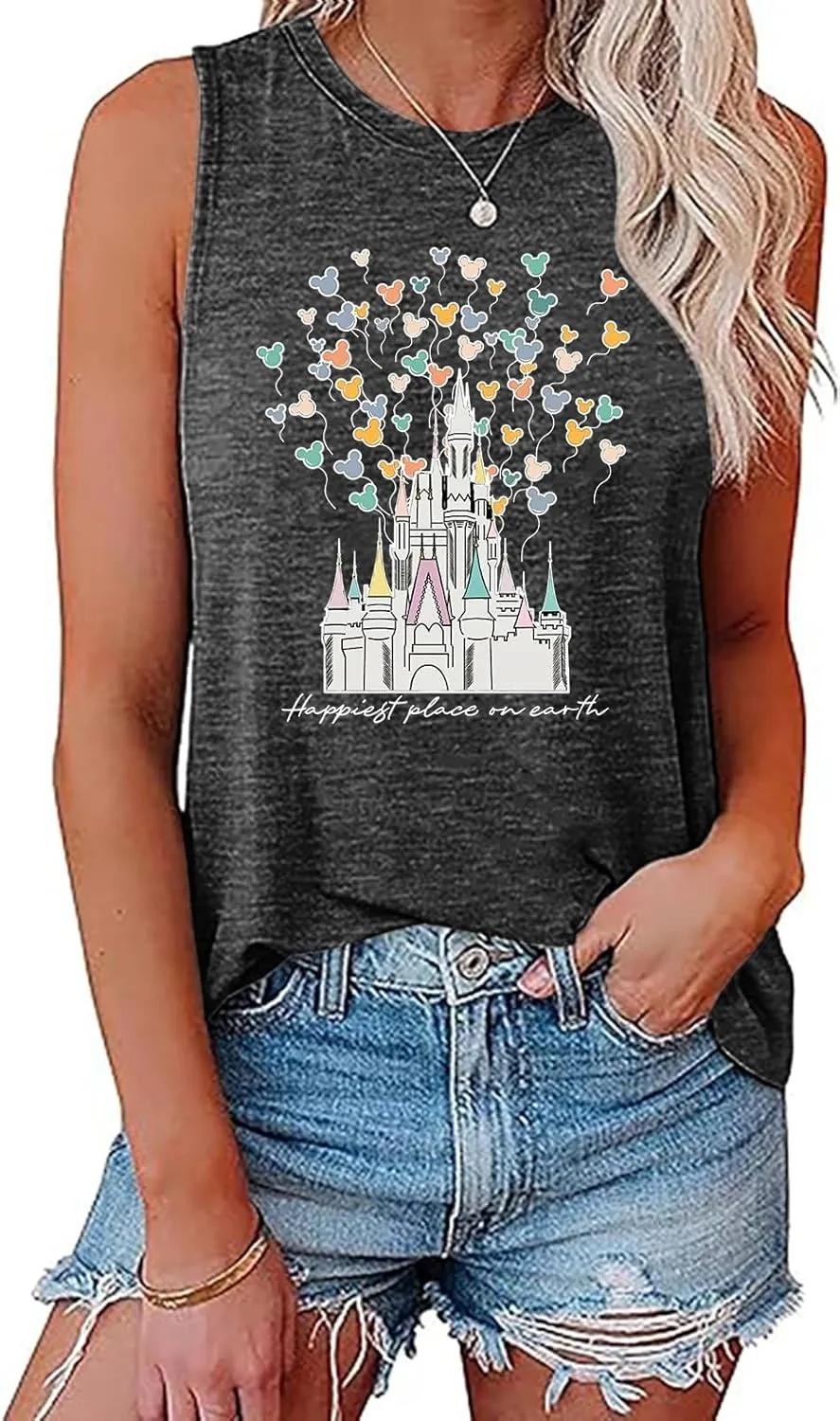 Magic Castle Tank Top Women Happiest Place On Earth Graphic Sleeveless Summer Holiday Vacation Trip Tops Shirts