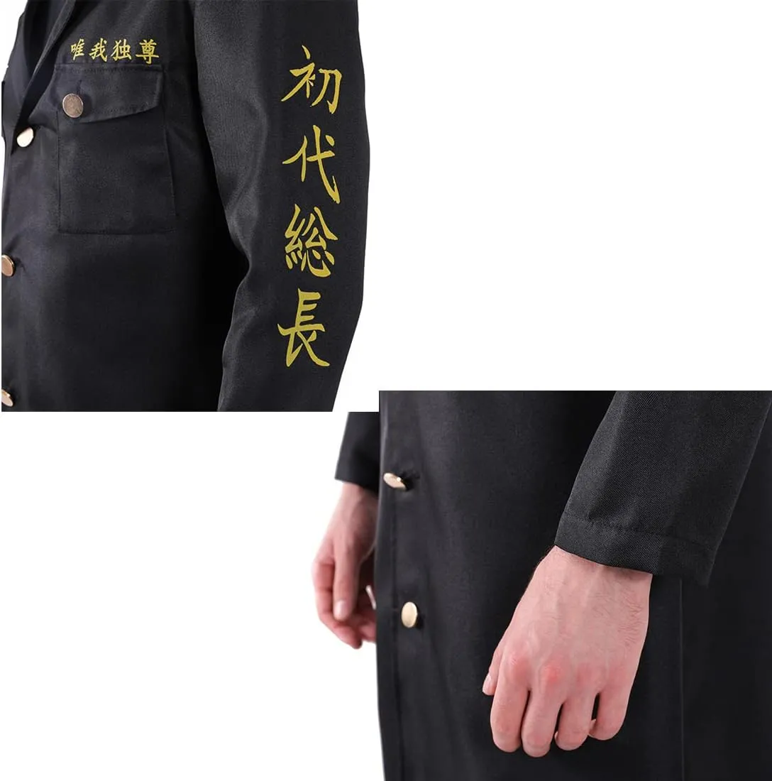 MEADOO Anime Cosplay Costumes Manjiro Jacket Coat Cloak Black Uniform Suit Adult Halloween Outfits