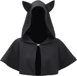 Medieval Cowl Anime Cloak with Cat Ears Hooded Lined Cape for Women Cosplay