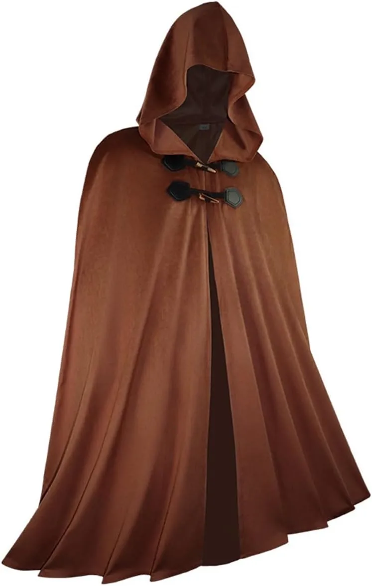 Medieval Velvet Hooded Cloak Robe Pirates Warrior Cosplay Costume Battle Uniform Halloween Outfits