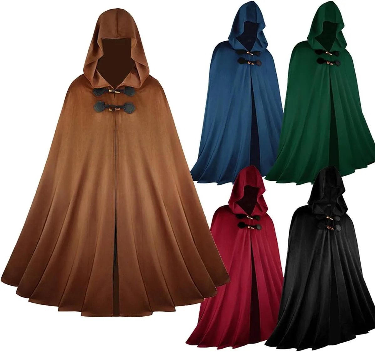 Medieval Velvet Hooded Cloak Robe Pirates Warrior Cosplay Costume Battle Uniform Halloween Outfits