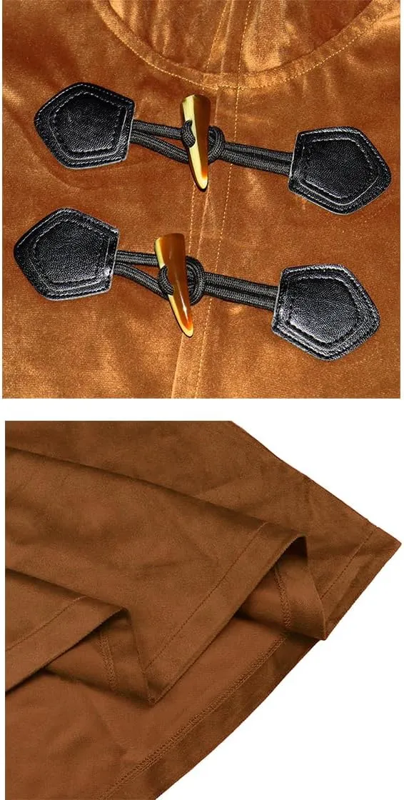 Medieval Velvet Hooded Cloak Robe Pirates Warrior Cosplay Costume Battle Uniform Halloween Outfits