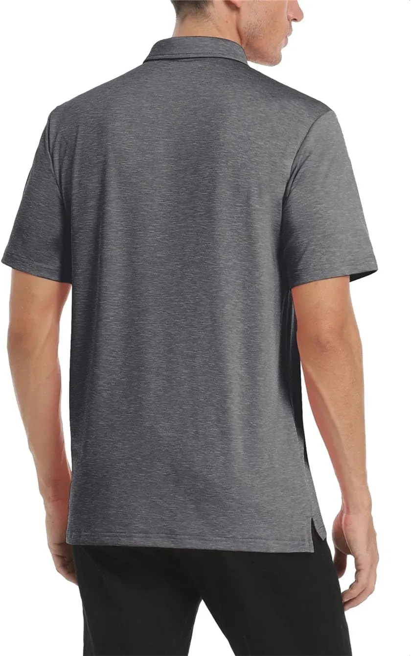 Men Quick Dry Lightweight Shirt Mens Golf Tennis Short Sleeve Shirts Outdoor Running Sports Tops with Pocket