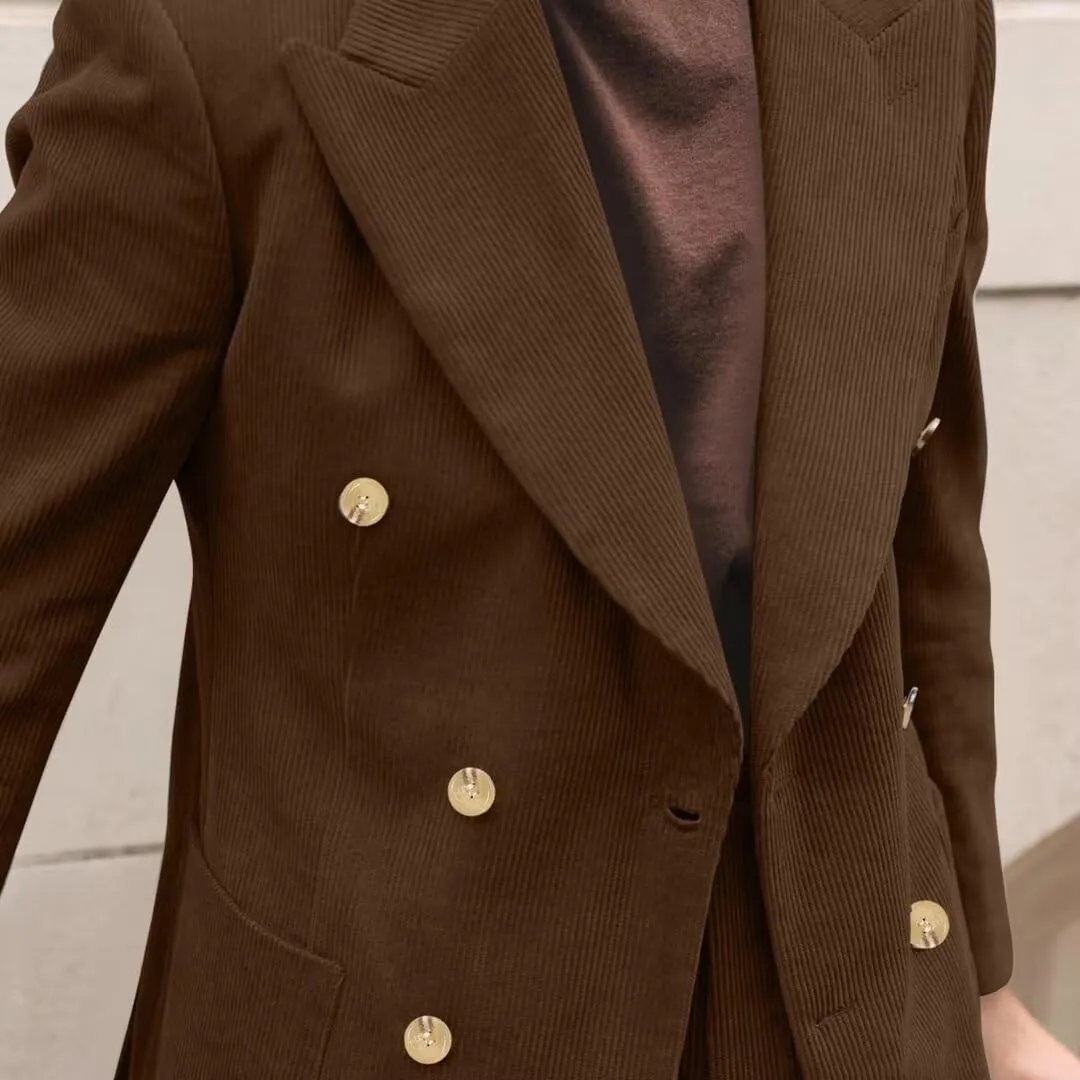 Men Suit Slim Fit Corduroy Blazer Suits Set for Mens 2 Piece Formal Tuxedo for Party Prom Evening Dinner Outfits Jacket Pant