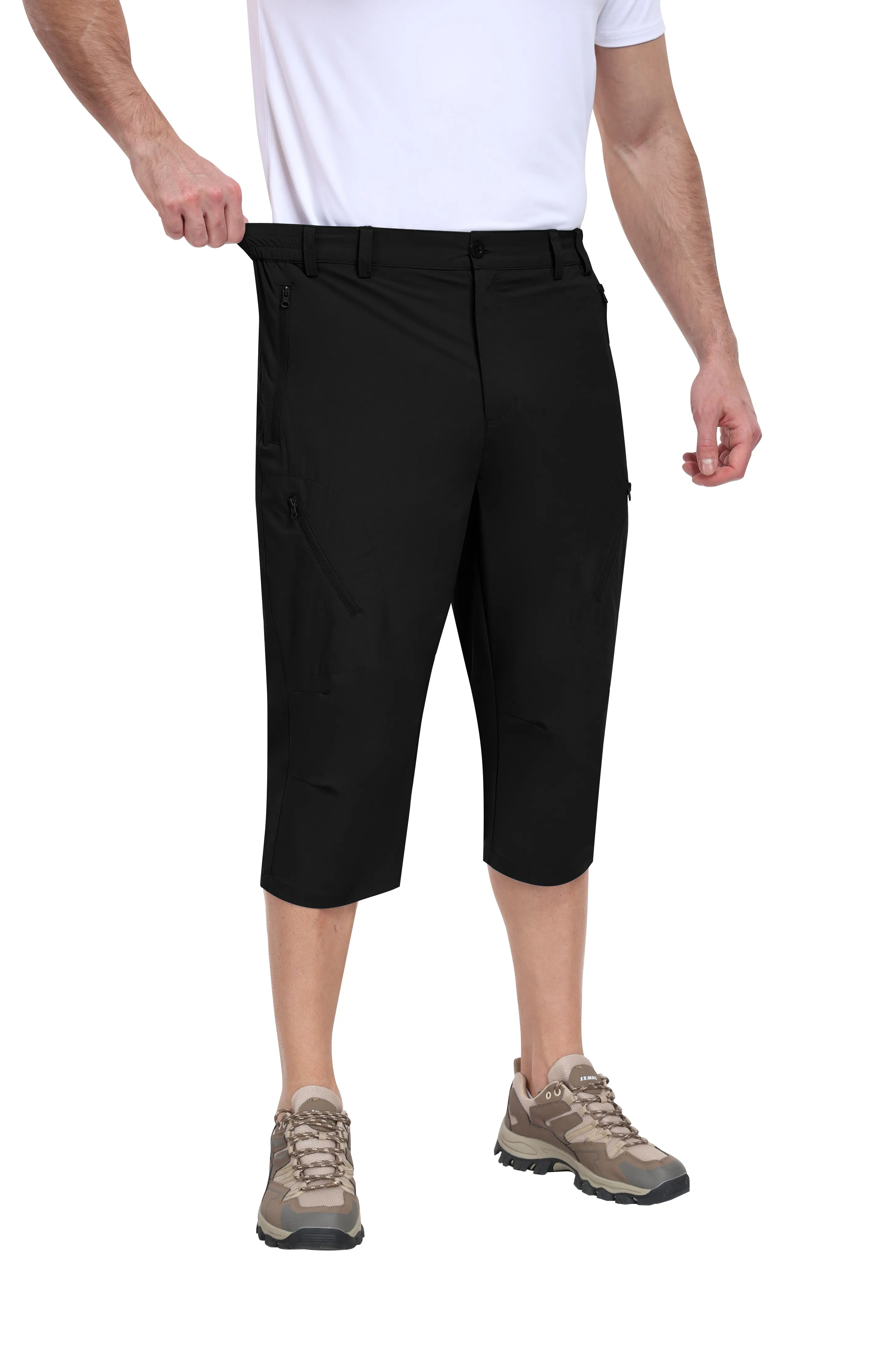Men summer hiking solid color capri pants