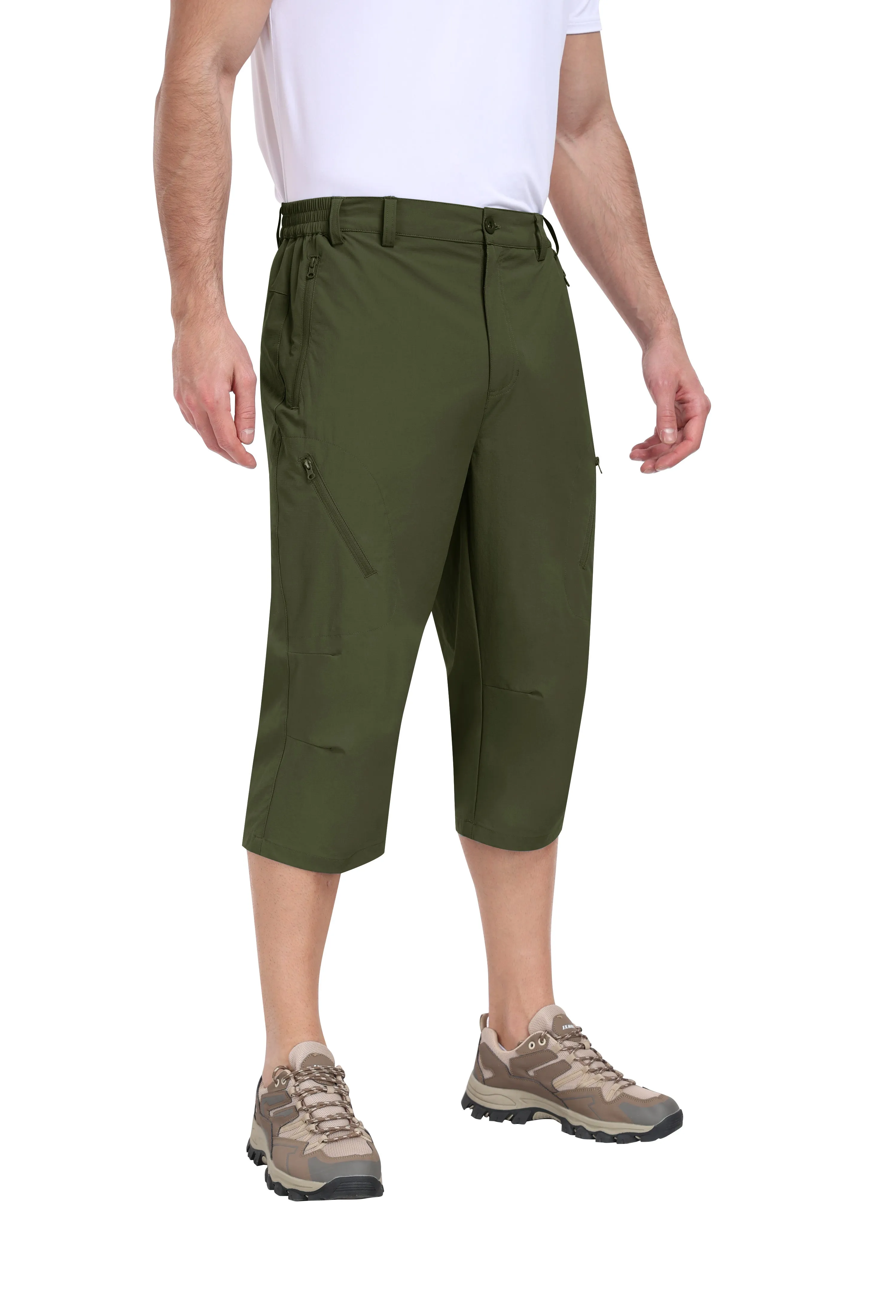 Men summer hiking solid color capri pants