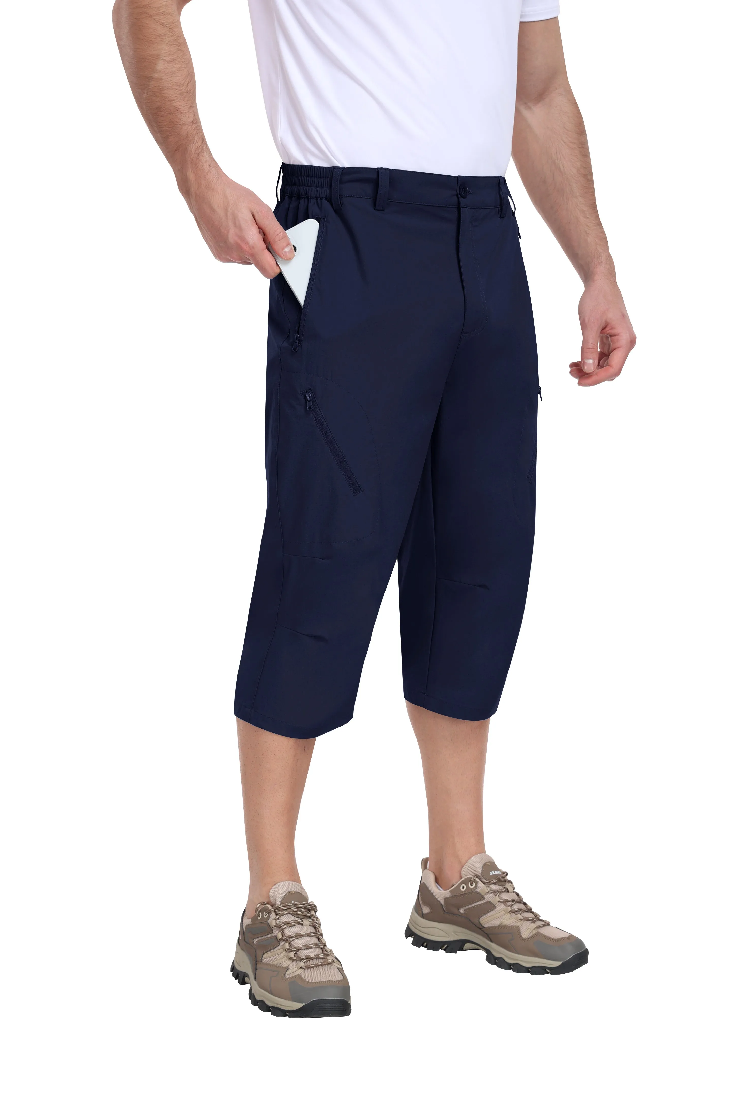 Men summer hiking solid color capri pants