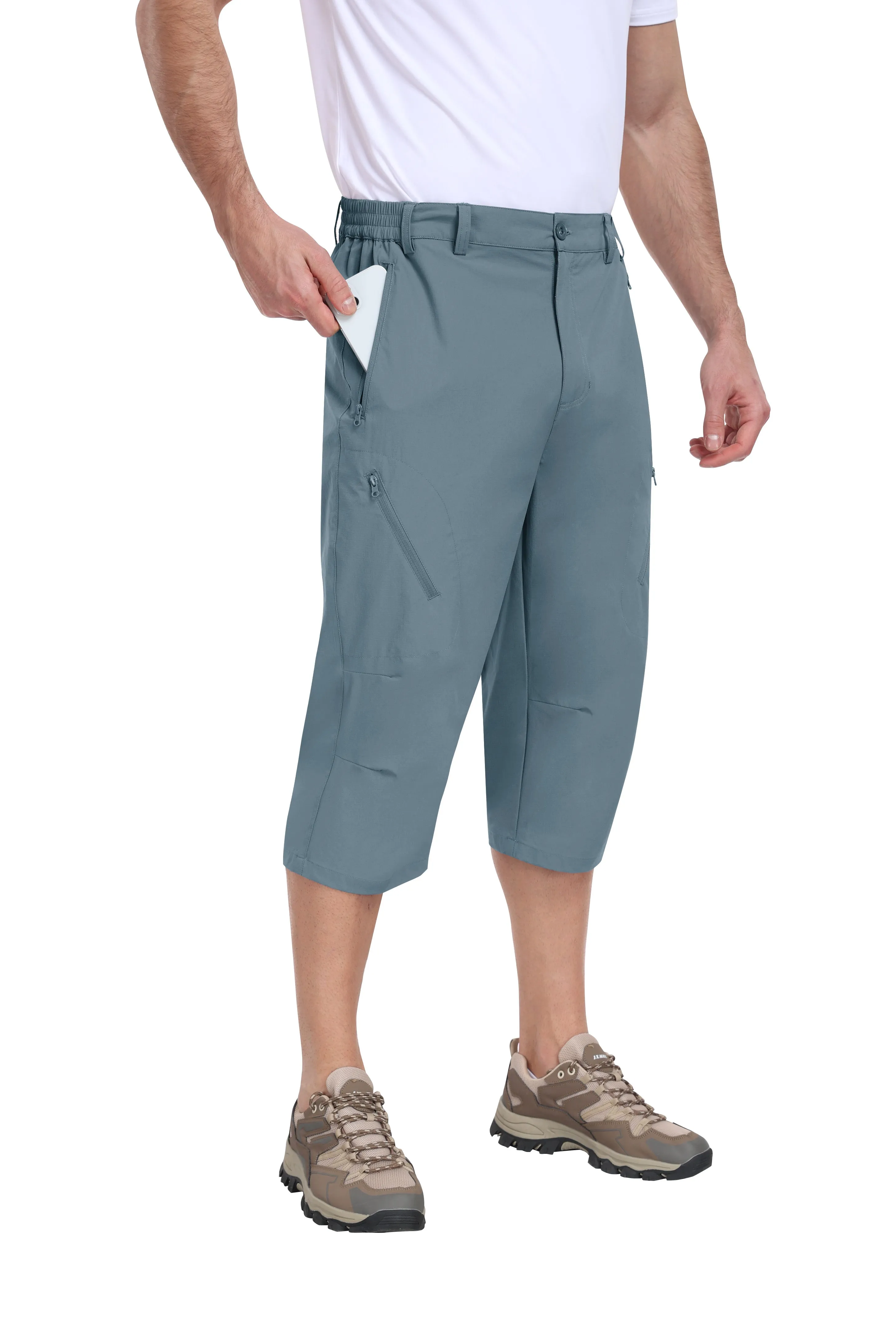 Men summer hiking solid color capri pants