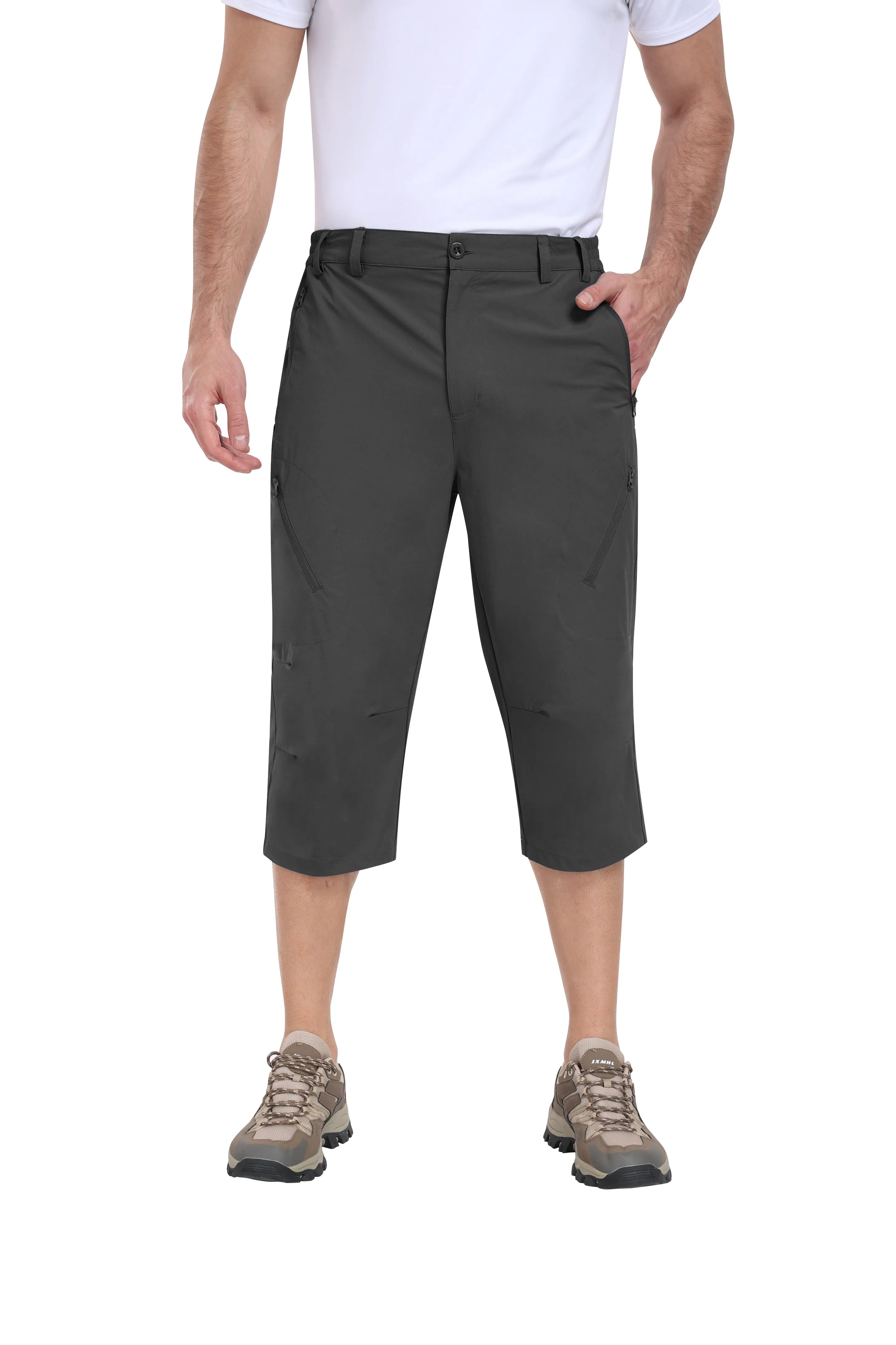 Men summer hiking solid color capri pants