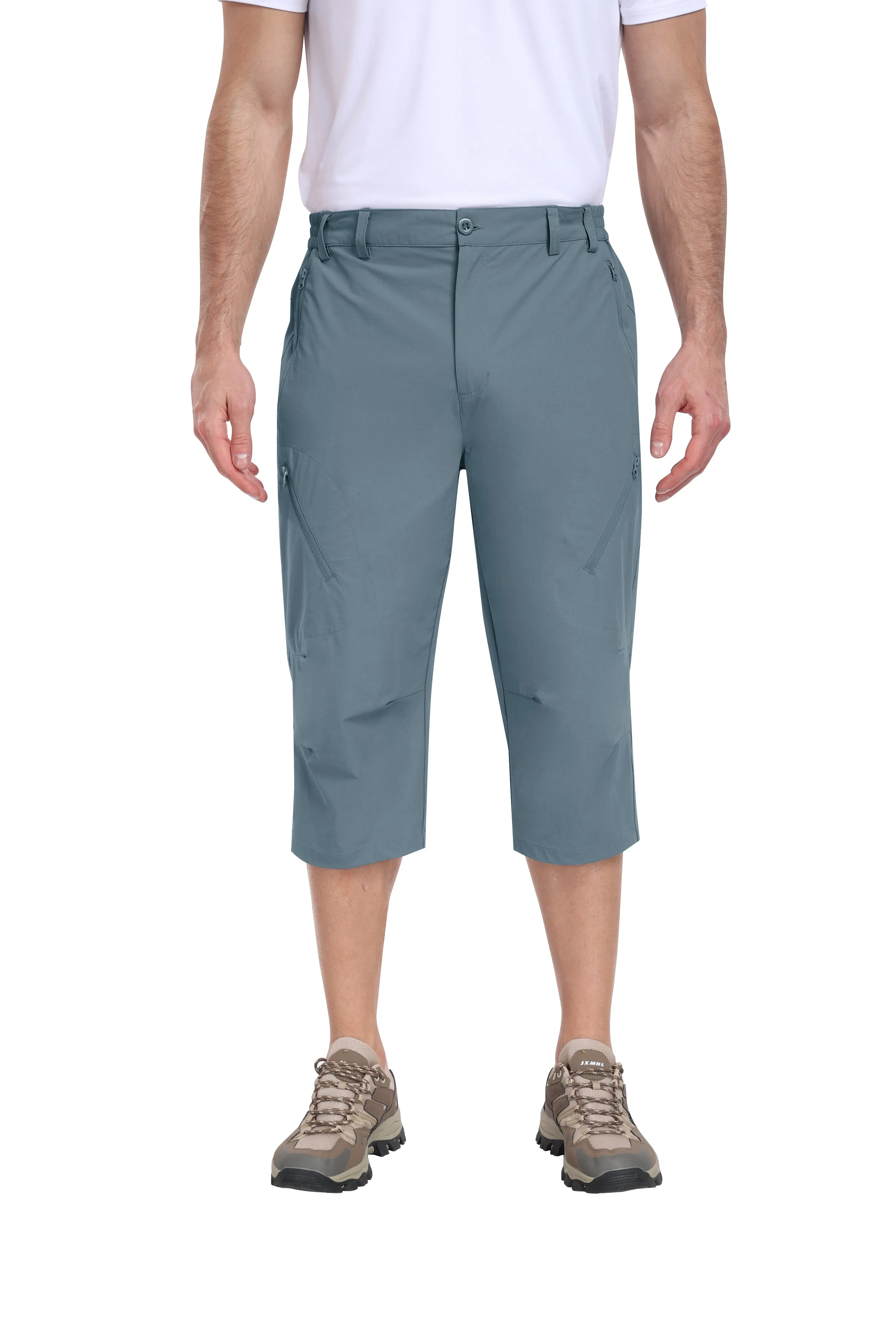 Men summer hiking solid color capri pants