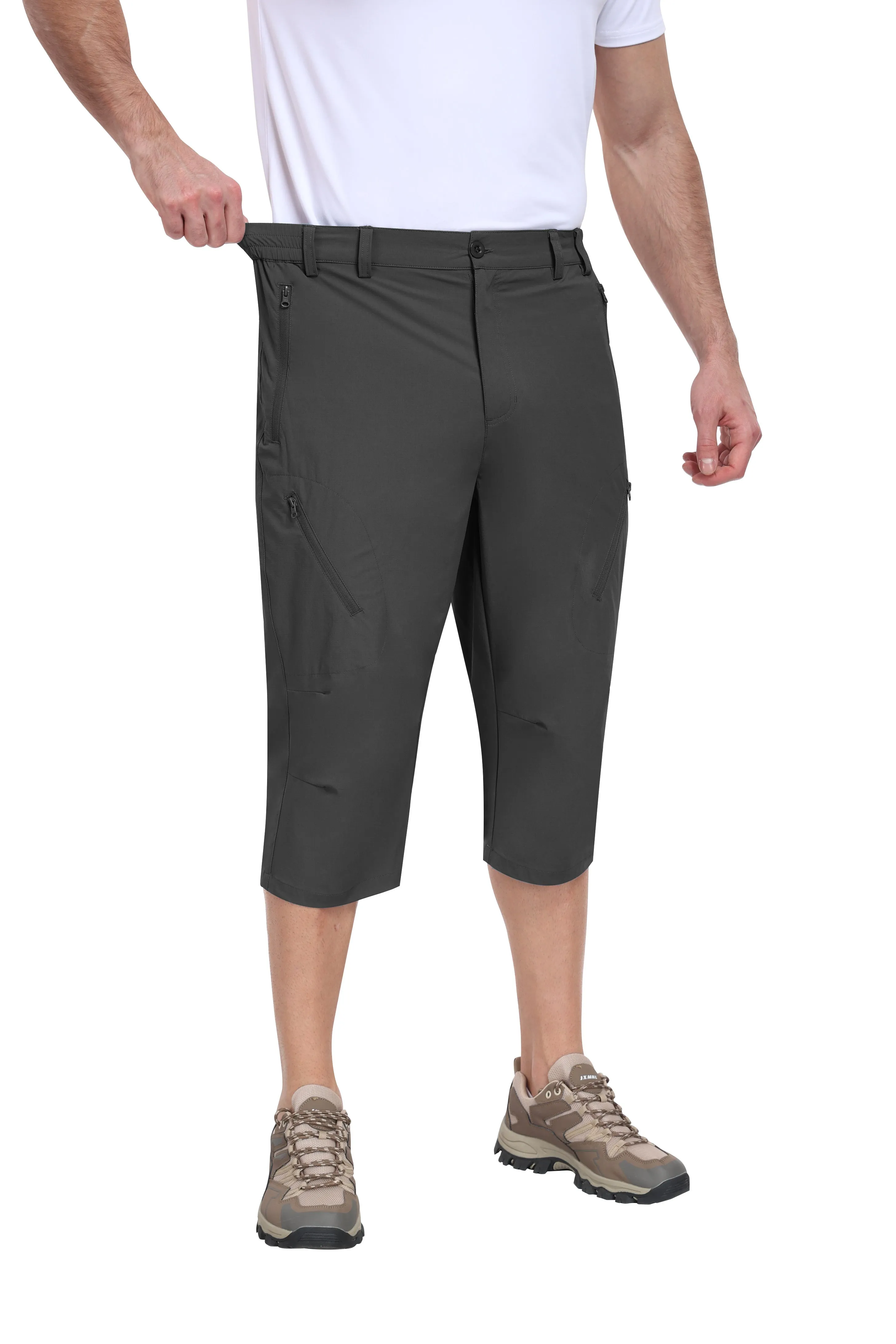 Men summer hiking solid color capri pants