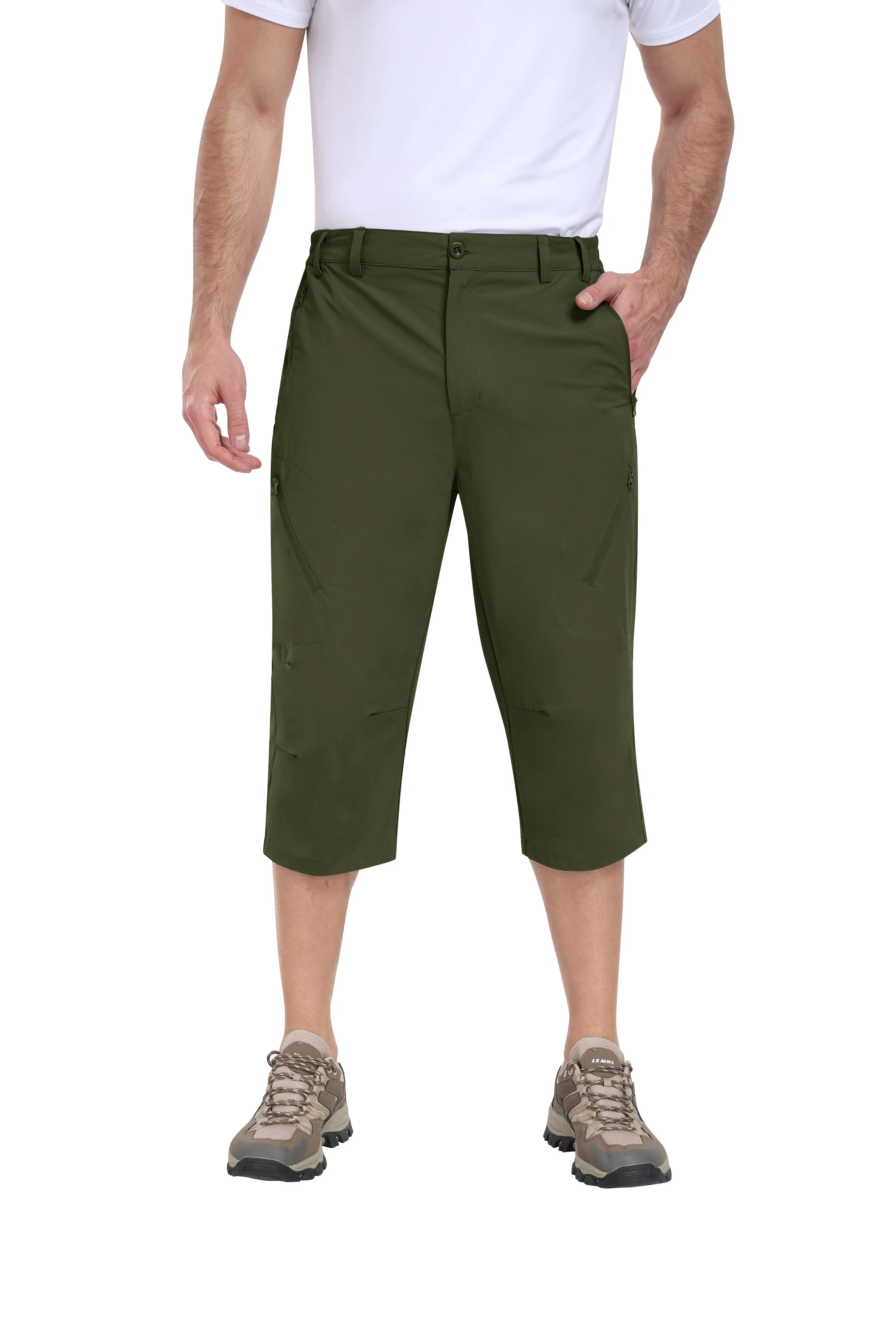Men summer hiking solid color capri pants