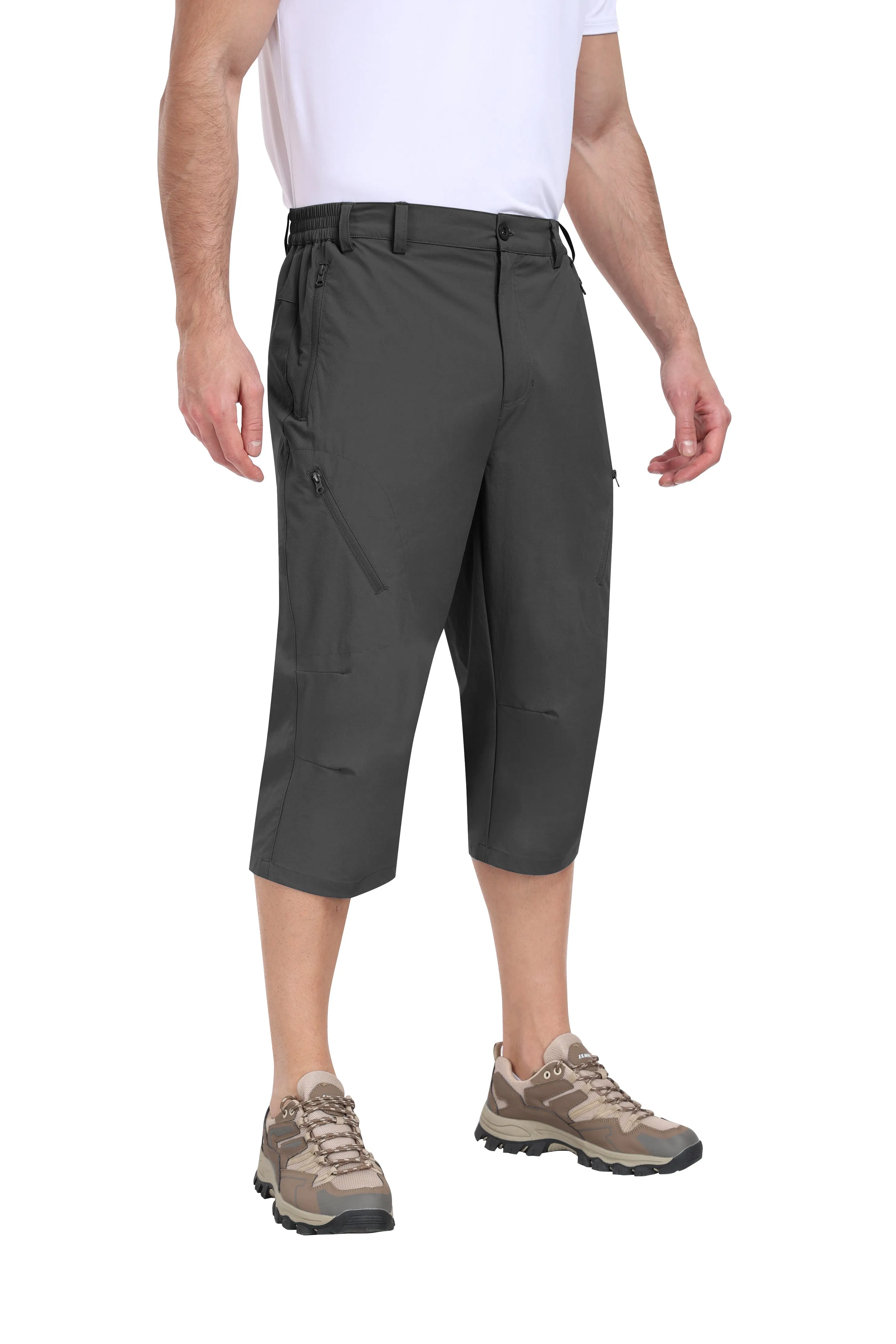 Men summer hiking solid color capri pants