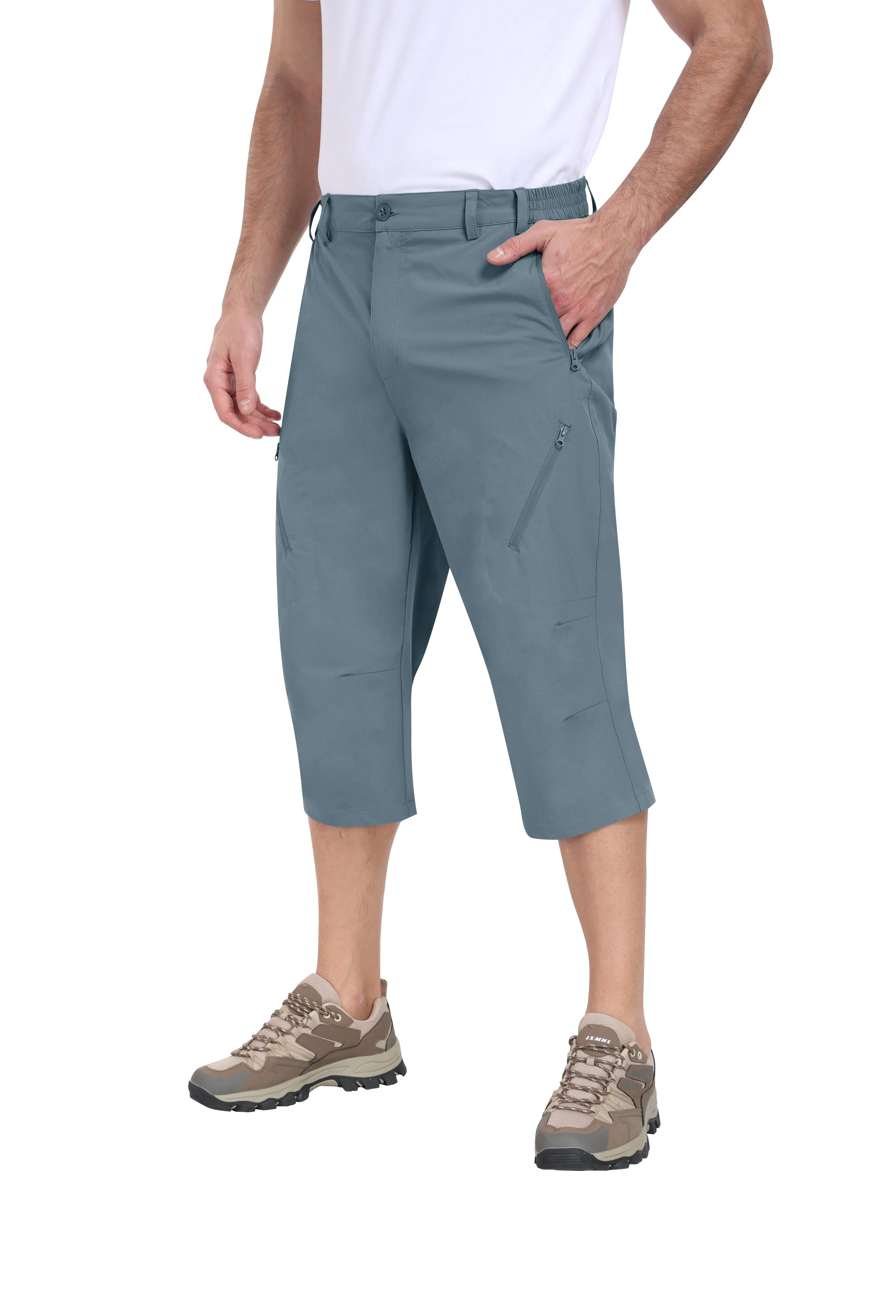 Men summer hiking solid color capri pants