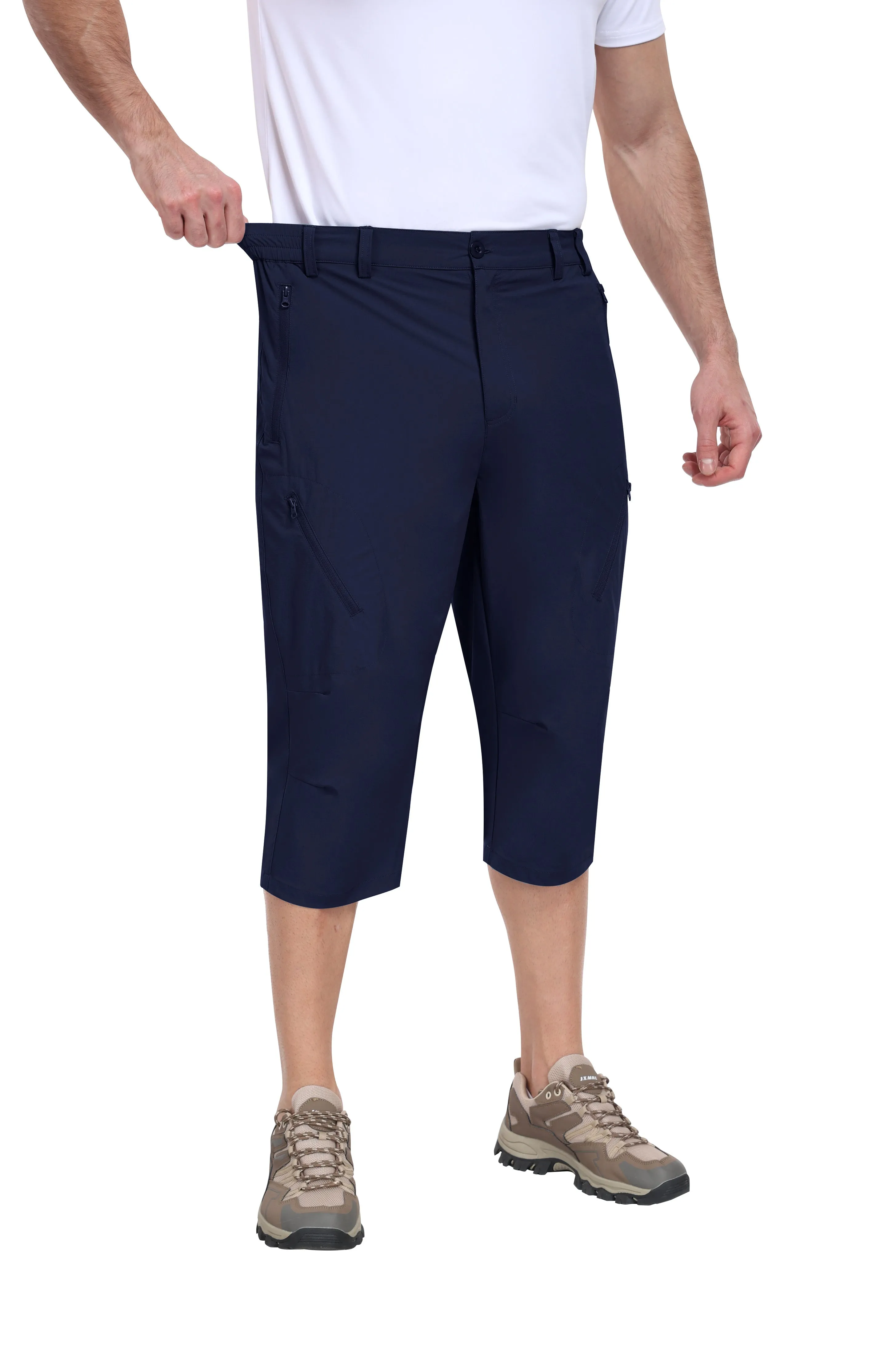 Men summer hiking solid color capri pants
