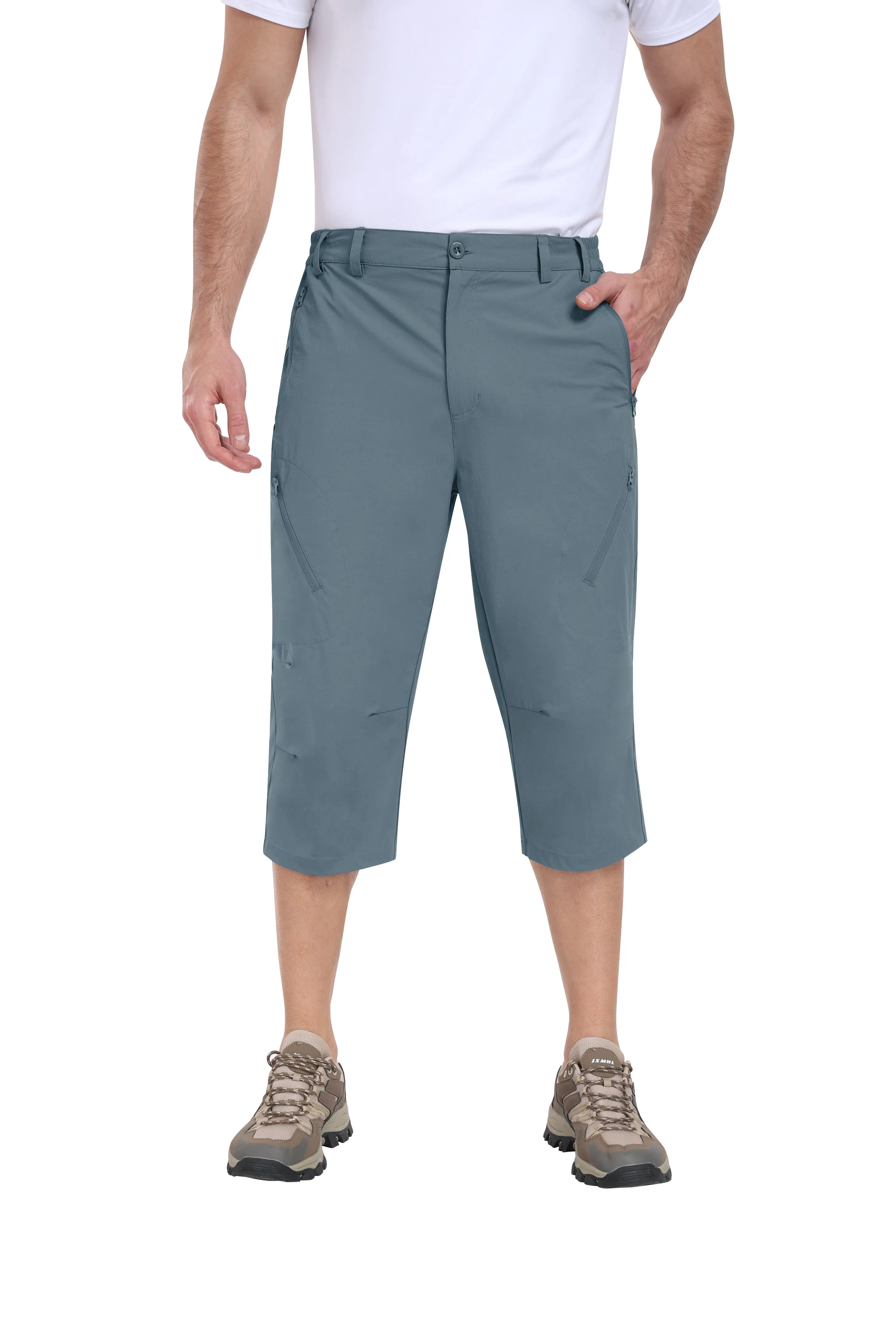 Men summer hiking solid color capri pants