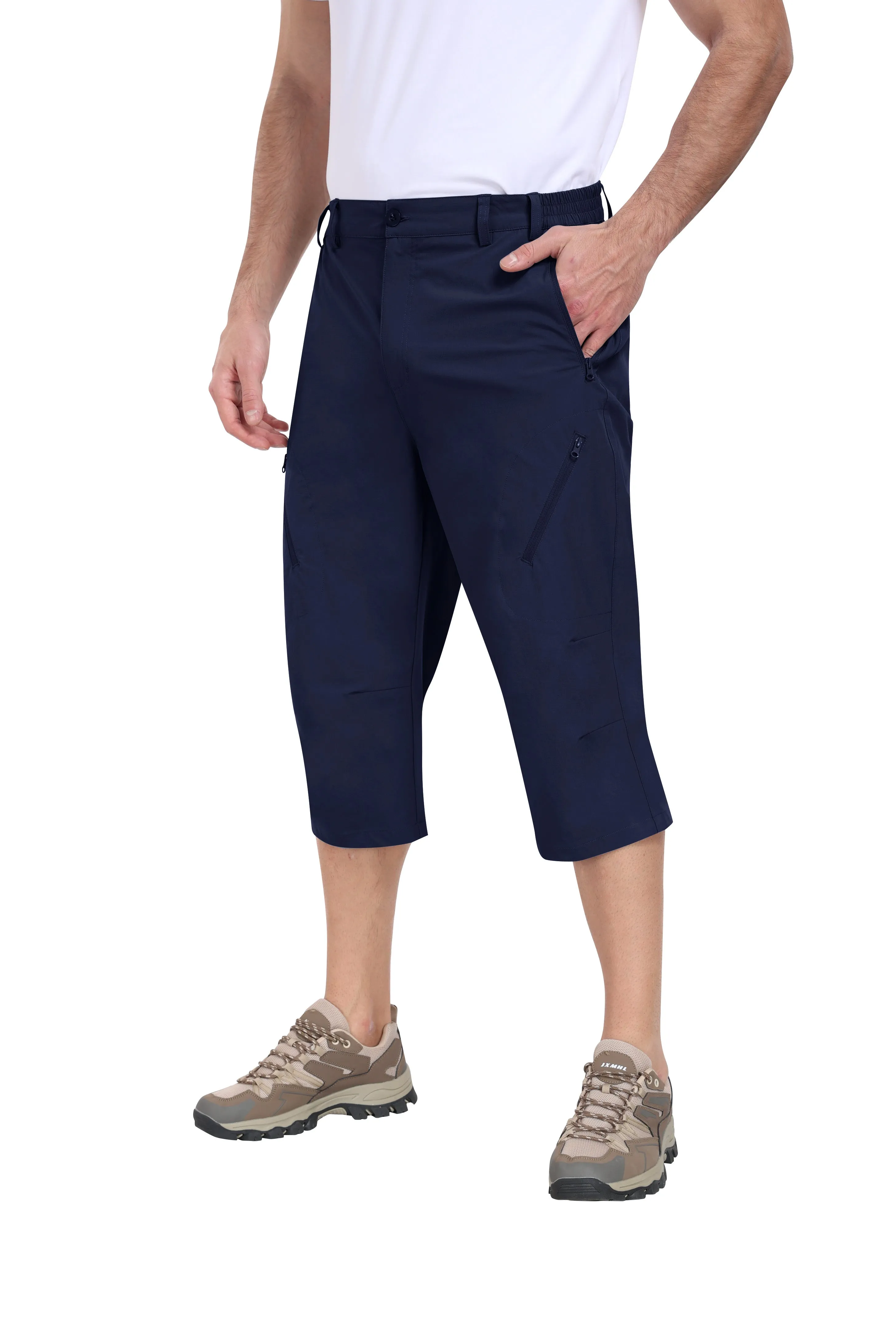 Men summer hiking solid color capri pants