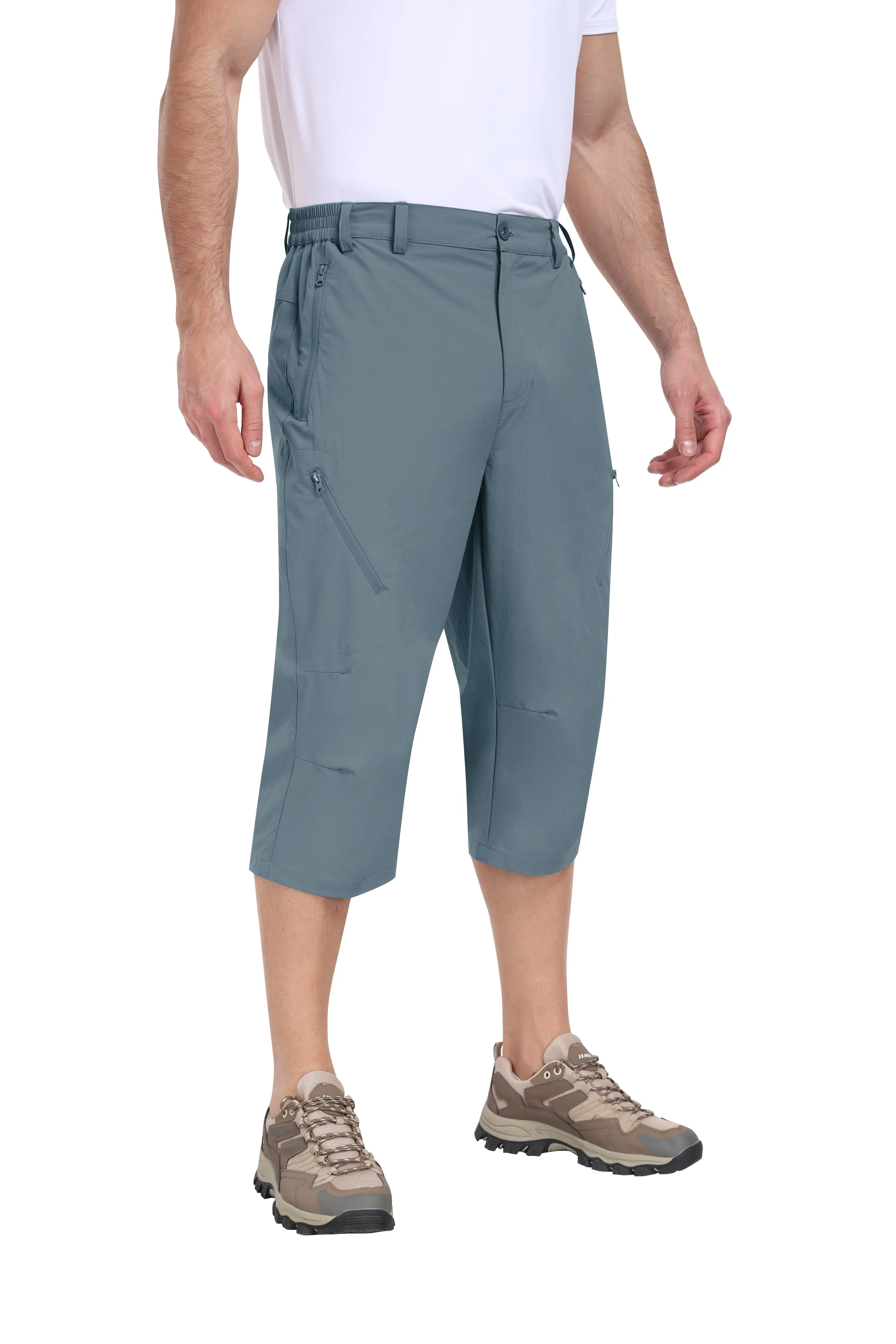 Men summer hiking solid color capri pants
