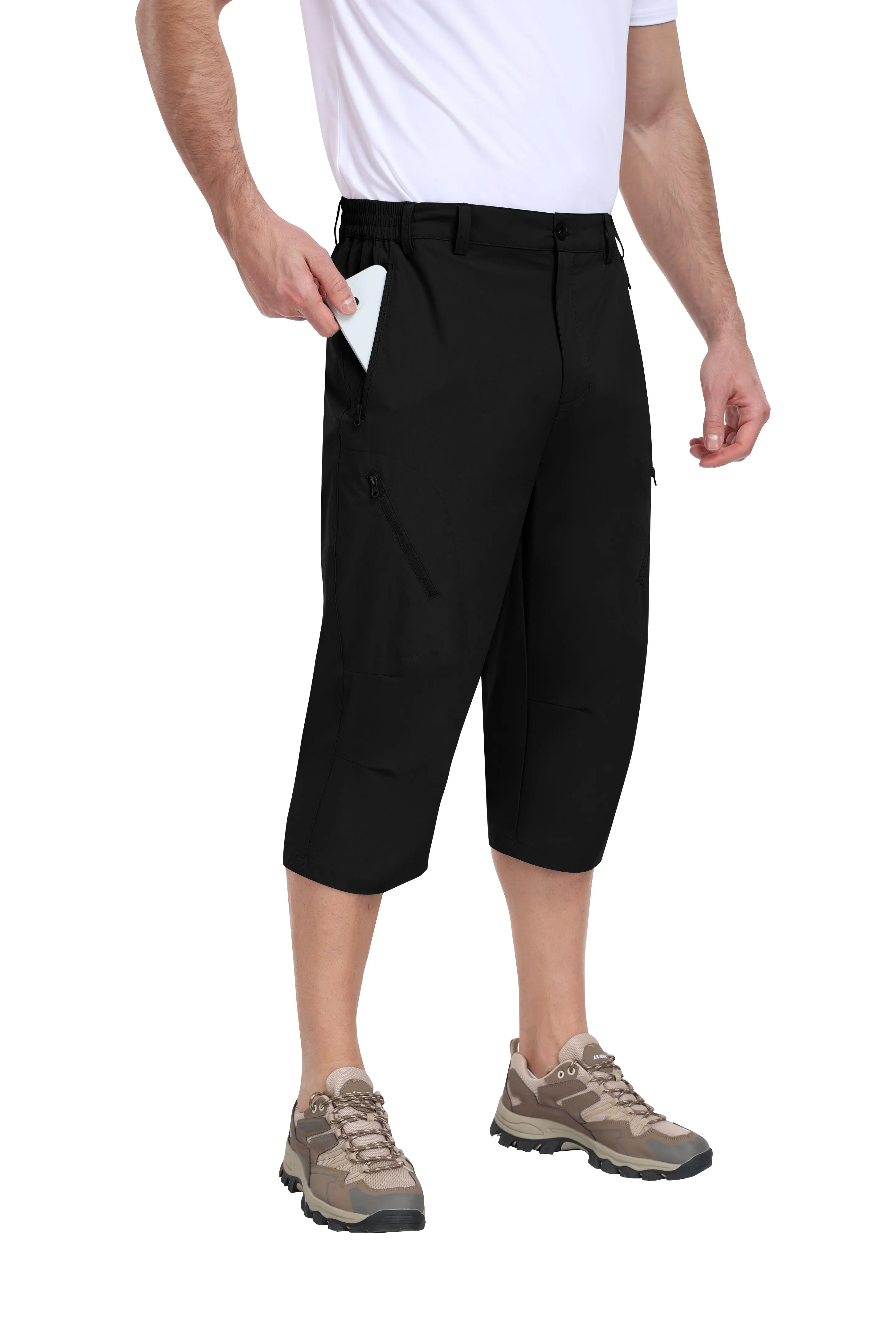 Men summer hiking solid color capri pants